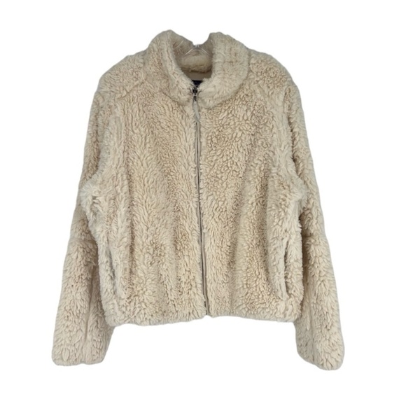 Patagonia Cream Fuzzy Comfortable Casual Outdoor Full Zip Winter Jacket Large